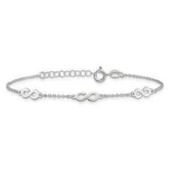 Sterling Silver Polished Infinity 7 inch with 1 inch Extension Bracelet