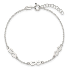 Sterling Silver Polished Infinity 7 inch with 1 inch Extension Bracelet