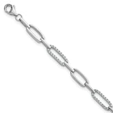 Sterling Silver Rhodium-plated Polished CZ 4.7mm Paperclip Link 7 Inch Bracelet
