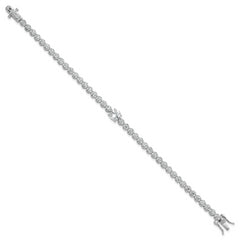 Sterling Silver Rhodium-plated Polished Fancy Round CZ 7.25 Inch Bracelet