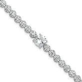 Sterling Silver Rhodium-plated Polished Fancy Round CZ 7.25 Inch Bracelet