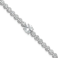 Sterling Silver Rhodium-plated Polished Fancy Round CZ 7.25 Inch Bracelet