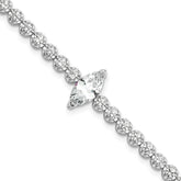 Sterling Silver Rhodium-plated Polished Fancy Round and Marquise-cut CZ 7.25 Inch Bracelet