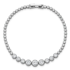Sterling Silver Rhodium-plated Polished Graduated bezel-set CZ 8 inch Tennis Bracelet