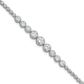 Sterling Silver Rhodium-plated Polished Graduated bezel-set CZ 8 inch Tennis Bracelet