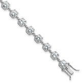 Sterling Silver Rhodium-plated Polished Round CZ in Hexagon Setting 8 Inch Bracelet