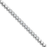 Sterling Silver Rhodium-plated Polished Oval Bezel CZ 7.25 Inch Bracelet