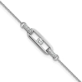 Sterling Silver Rhodium-plated Polished CZ Oval Link 7 inch with 0.5 inch Extender Bracelet