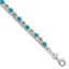 Sterling Silver Polished Green Aventurine and Turquoise Beaded Double Strand 7.5 inch Bracelet
