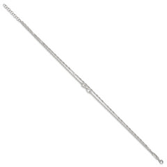 Sterling Silver Infinity Double Strand 9 inch Plus 1 inch Extender - Total 10 inch Anklet