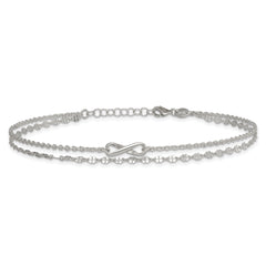 Sterling Silver Infinity Double Strand 9 inch Plus 1 inch Extender - Total 10 inch Anklet