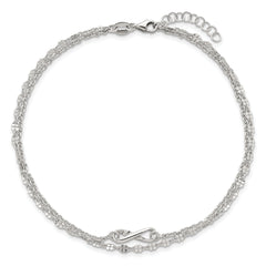 Sterling Silver Infinity Double Strand 9 inch Plus 1 inch Extender - Total 10 inch Anklet