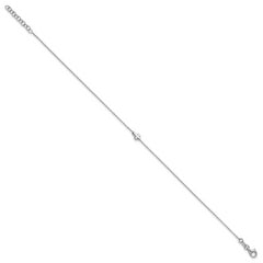 Sterling Silver Rhodium-plated Cross 9 inch Plus 1 inch Extender - Total 10 inch Anklet