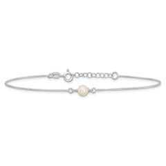 Sterling Silver Freshwater Cultured Pearl 9 inch Plus 1 inch Extender - Total 10 inch Anklet