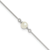 Sterling Silver Freshwater Cultured Pearl 9 inch Plus 1 inch Extender - Total 10 inch Anklet