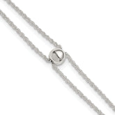 Sterling Silver 2-Strand Bead 9 inch Plus 1 inch Extender - Total 10 inch Anklet