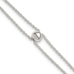 Sterling Silver 2-Strand Bead 9 inch Plus 1 inch Extender - Total 10 inch Anklet