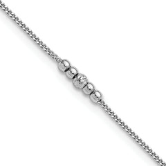Sterling Silver Rhodium-plated Beaded 9 inch Plus 1 inch Extender - Total 10 inch Anklet