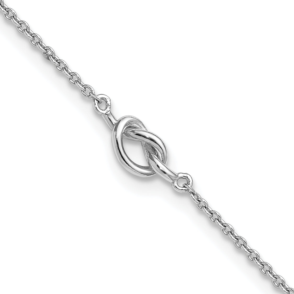 Sterling Silver Rhodium-plated Knot 9 inch Plus 1 inch Extender - Total 10 inch Anklet