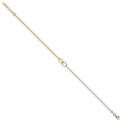 Sterling Silver Gold-tone Oval Link 9 inch Plus 1 inch Extender - Total 10 inch Anklet