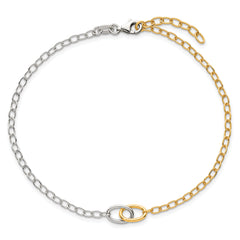 Sterling Silver Gold-tone Oval Link 9 inch Plus 1 inch Extender - Total 10 inch Anklet