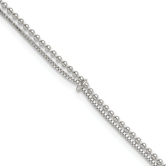 Sterling Silver Beaded 2 Strand 9 inch Plus 1 inch Extender - Total 10 inch Anklet