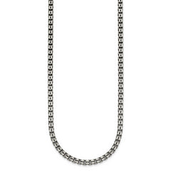 Sterling Silver Antiqued Brushed 4.00mm Fancy Box Link 19.75 inch Necklace