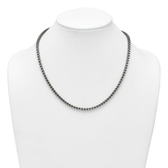 Sterling Silver Antiqued Brushed 4.00mm Fancy Box Link 19.75 inch Necklace