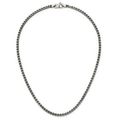Sterling Silver Antiqued Brushed 4.00mm Fancy Box Link 19.75 inch Necklace