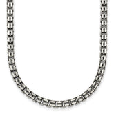 Sterling Silver Antiqued Brushed 4.00mm Fancy Box Link 19.75 inch Necklace
