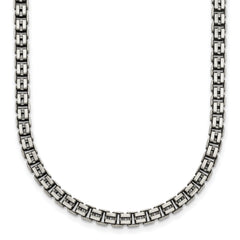 Sterling Silver Antiqued Brushed 4.00mm Fancy Box Link 19.75 inch Necklace