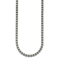 Sterling Silver Antiqued Brushed 5.00mm Fancy Box Link 19.75 inch Necklace