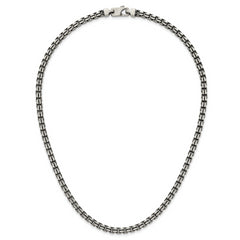 Sterling Silver Antiqued Brushed 5.00mm Fancy Box Link 19.75 inch Necklace