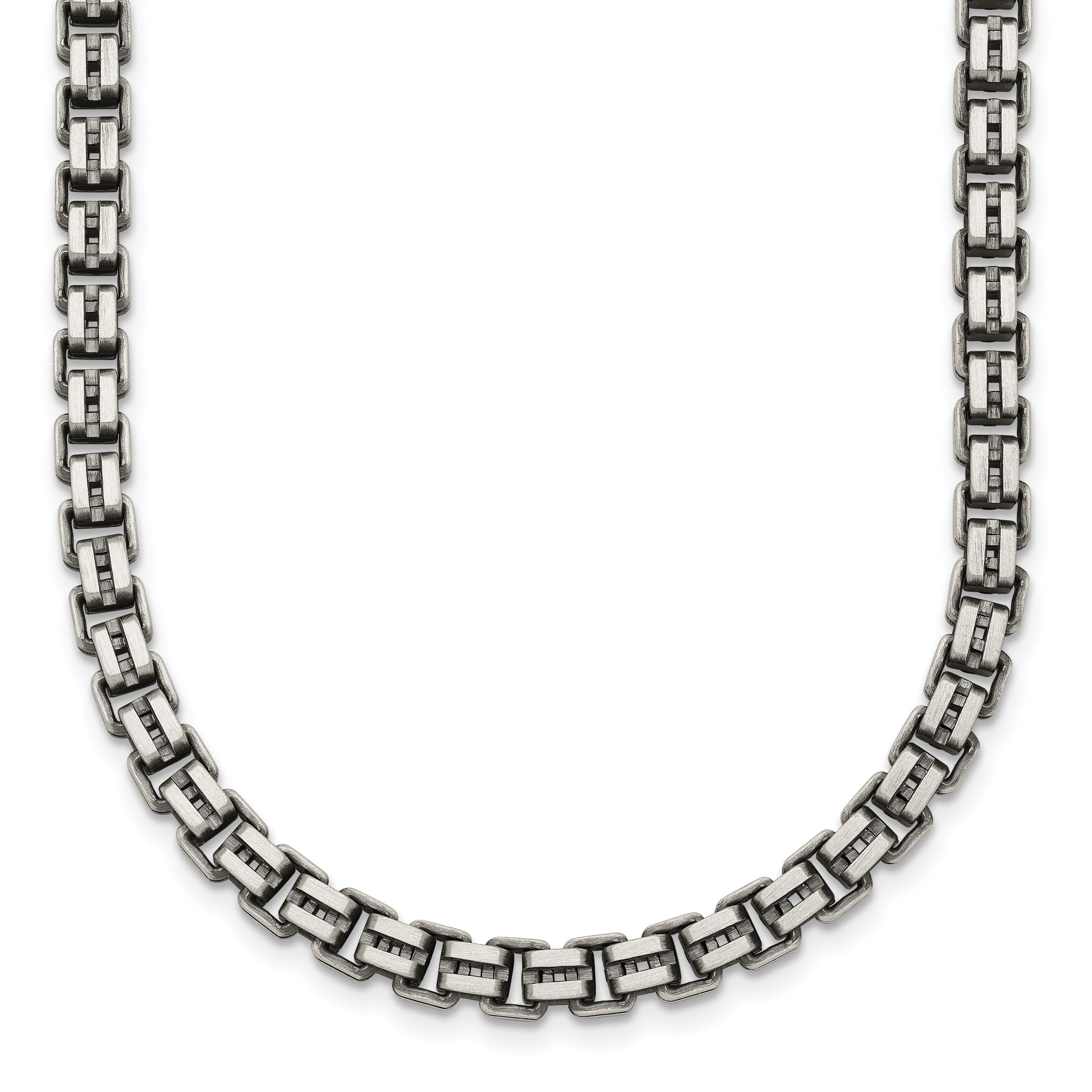 Sterling Silver Antiqued Brushed 5.00mm Fancy Box Link 19.75 inch Necklace