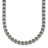 Sterling Silver Antiqued Brushed 5.00mm Fancy Box Link 19.75 inch Necklace