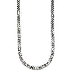 Sterling Silver Black Ruthenium-plated Brushed Fancy Curb Chain Mens 22 inch Necklace