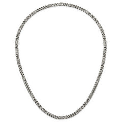 Sterling Silver Black Ruthenium-plated Brushed Fancy Curb Chain Mens 22 inch Necklace