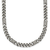 Sterling Silver Black Ruthenium-plated Brushed Fancy Curb Chain Mens 22 inch Necklace