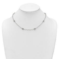 Sterling Silver Puffed Anchor/Mariner Link and Chain 7-Station 17 inch with 1.5 inch Extension Necklace