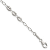 Sterling Silver Puffed Anchor/Mariner Link and Chain 8 inch Bracelet