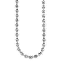 Sterling Silver Rhodium-plated Puffed Anchor/Mariner Link 18 inch Necklace