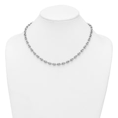 Sterling Silver Rhodium-plated Puffed Anchor/Mariner Link 18 inch Necklace