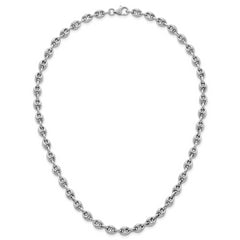 Sterling Silver Rhodium-plated Puffed Anchor/Mariner Link 18 inch Necklace