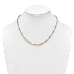 Sterling Silver Rose-tone and Gold-tone Polished 4.0mm Figaro Rope 18 Inch Necklace