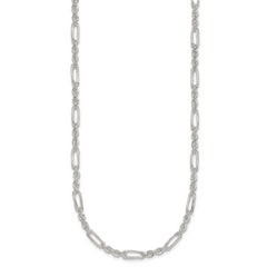 Sterling Silver Polished 4.0mm Figaro Rope 18 Inch Necklace