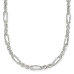 Sterling Silver Polished 4.0mm Figaro Rope 18 Inch Necklace