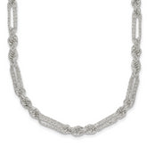 Sterling Silver Polished Textured 4.5mm Figaro Rope 18 inch Necklace