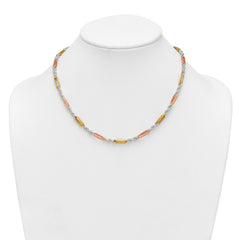 Sterling Silver Rose-tone and Gold-tone Polished 4.5mm Figaro Rope 18 Inch Necklace