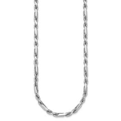 Sterling Silver Rhodium-plated Polished 4.75mm Figaro Rope Chain 19.75 inch Necklace