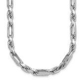 Sterling Silver Rhodium-plated Polished 5.5mm Figaro Rope Chain 20 inch Necklace